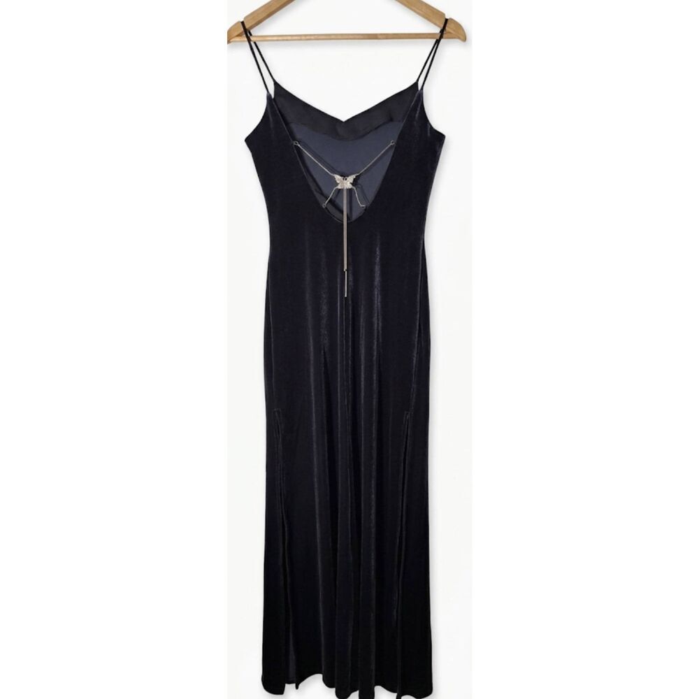 Y2k Niki livas womens small Long maxi dress velvet gray evening cocktail